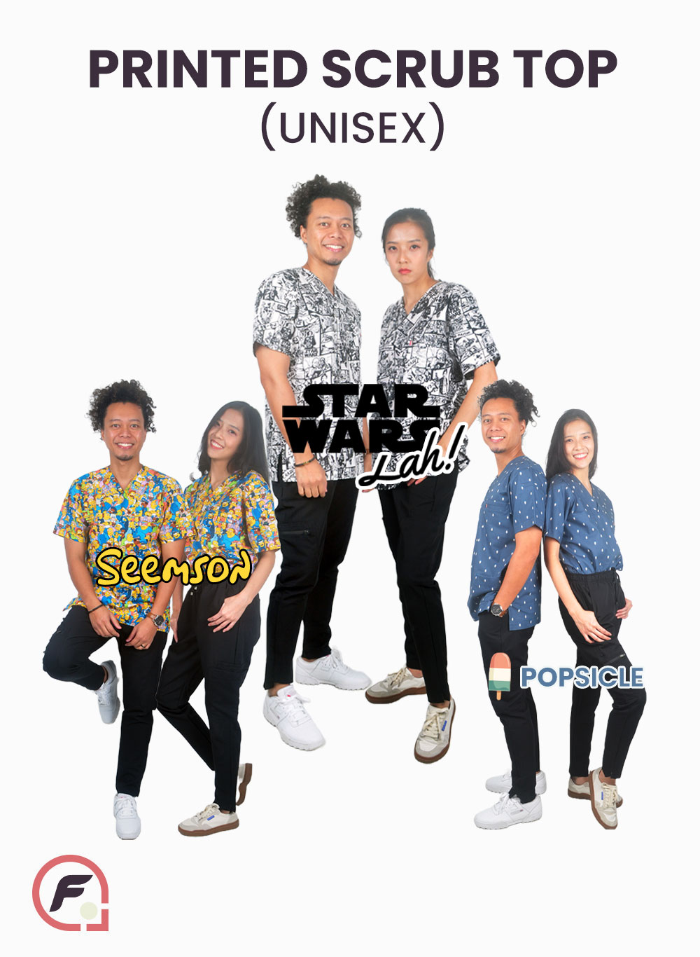 Printed Scrub Top (Unisex)